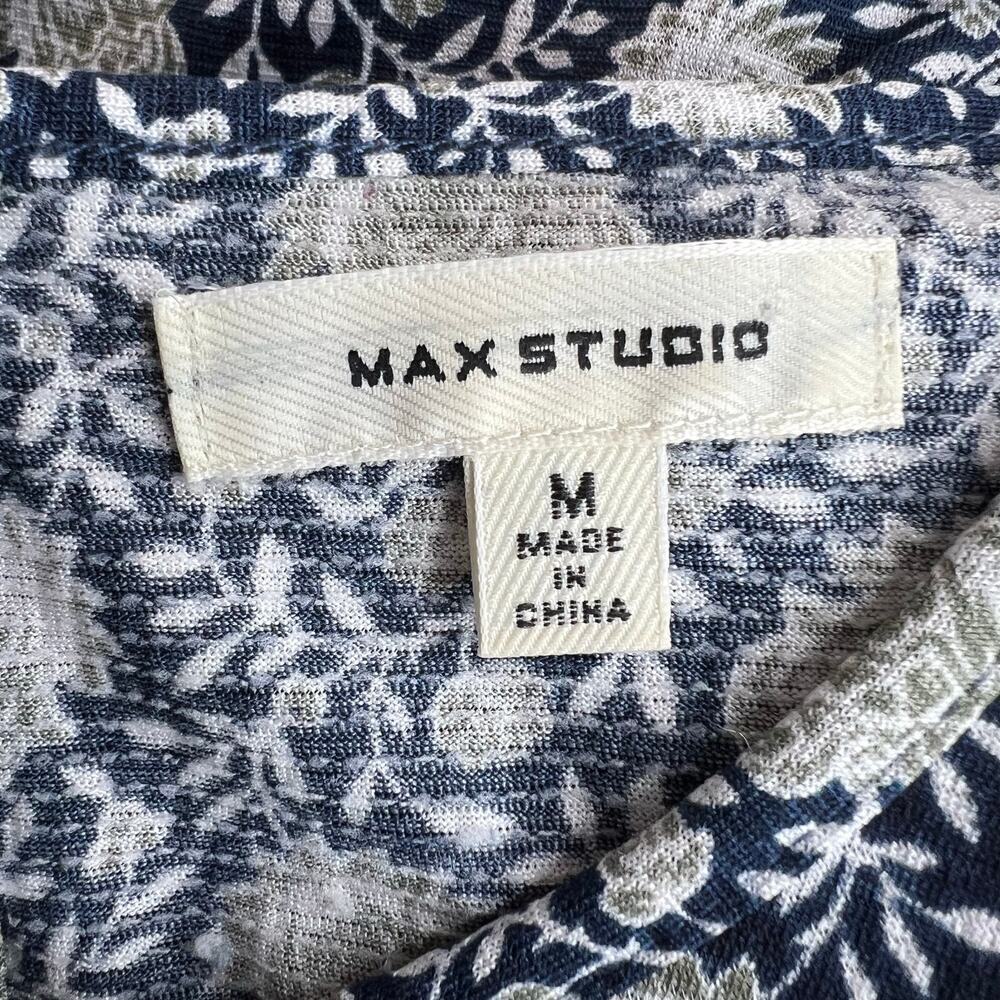 MAX STUDIO Couper Cut Sleeveless Maxi Dress Floral Print Blue Size Medium - Picture 10 of 11